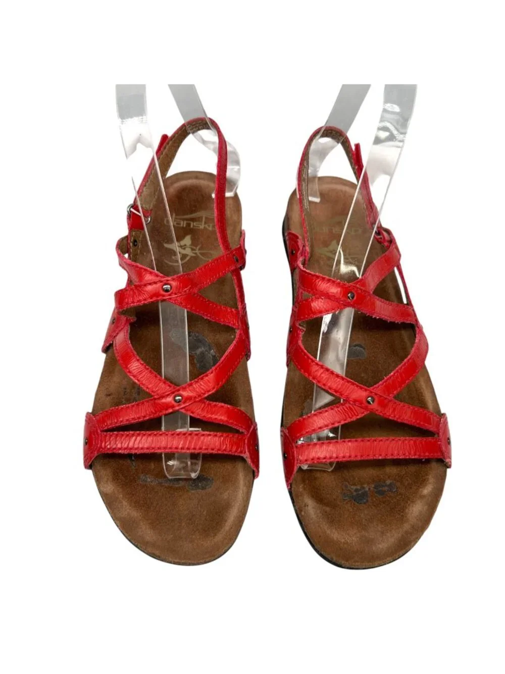 Dansko Jolie Red Leather Strappy Sandals Size 37 EU 6.5-7 US Comfort Resortwear